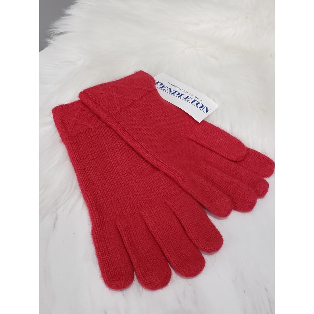 NEW - Pendleton LAMBS WOOL / ANGORA RABBIT HAIR GLOVES cable knit red Vintage